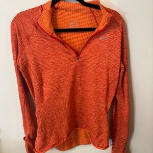 Nike Women's Bright Orange Quarter-Zip Sweatshirt